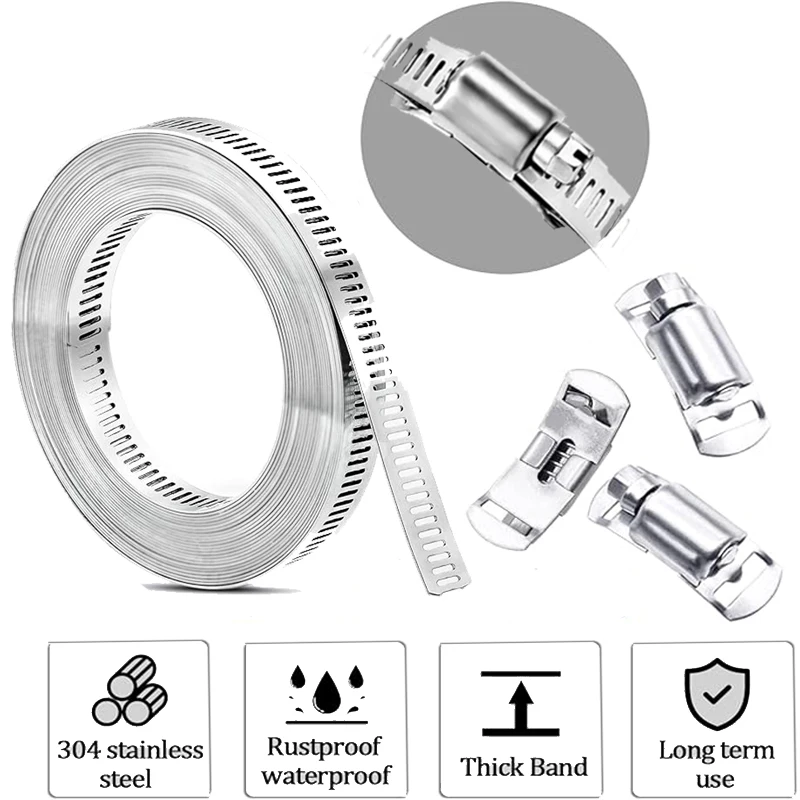 Hoechs 304 Stainless Steel Hose Clamp Assortment Kit DIY, Large Adjustable Worm Gear Band Hose Clamps Screw Clamps Duct Pipe Met