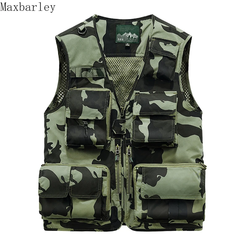 

2024 Spring Men's Vest Jacket Casual Mesh Multi-Pocket Sleeveless Jacket Outdoor Hiking Photography Fishing Detachable Vest Coat