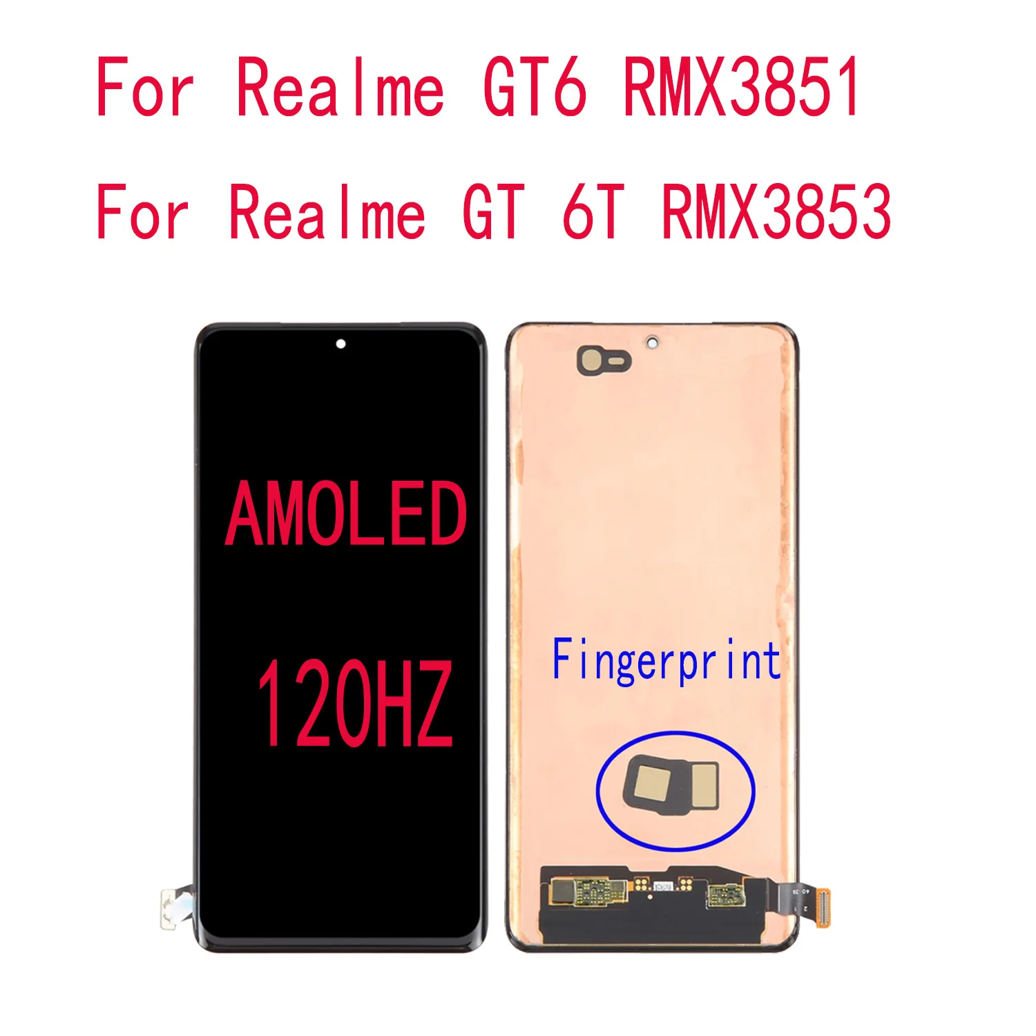 For Realme GT 6T,RMX3851,RMX3853 Amoled Display Touch Screen Digitizer Assembly