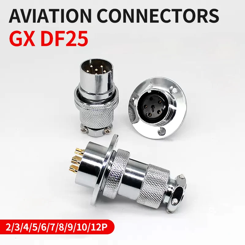 1sets M25 DF25 GX25 flange mounting 3-hole fixing aviation connector plug&socket 2Pin 3/4/5/6/7/8/910/11/12pin connectors