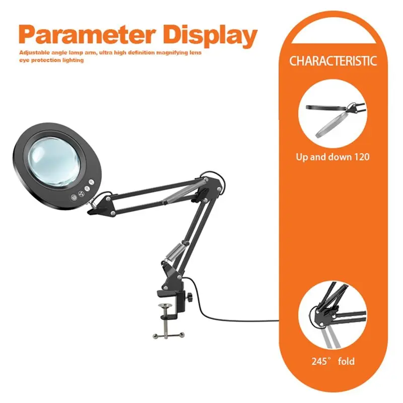 [HOT!A34R】 10X Magnifying Lamp With Clamp 5 Color Modes