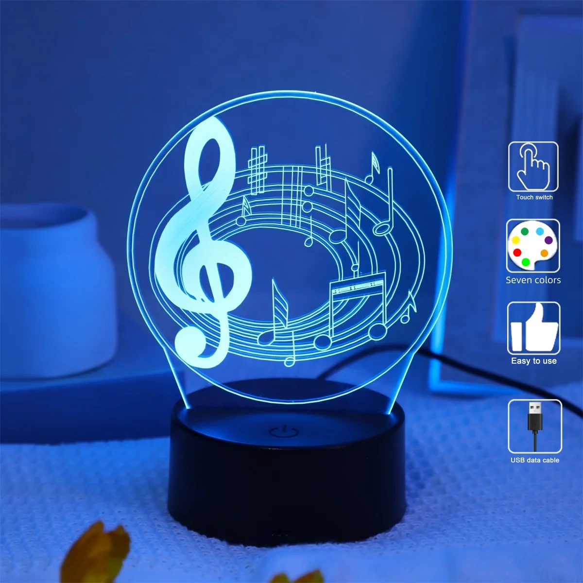 A big note shape USB 3D night light, musician collection lights, party, festival decorative lights, gift lights for friends.