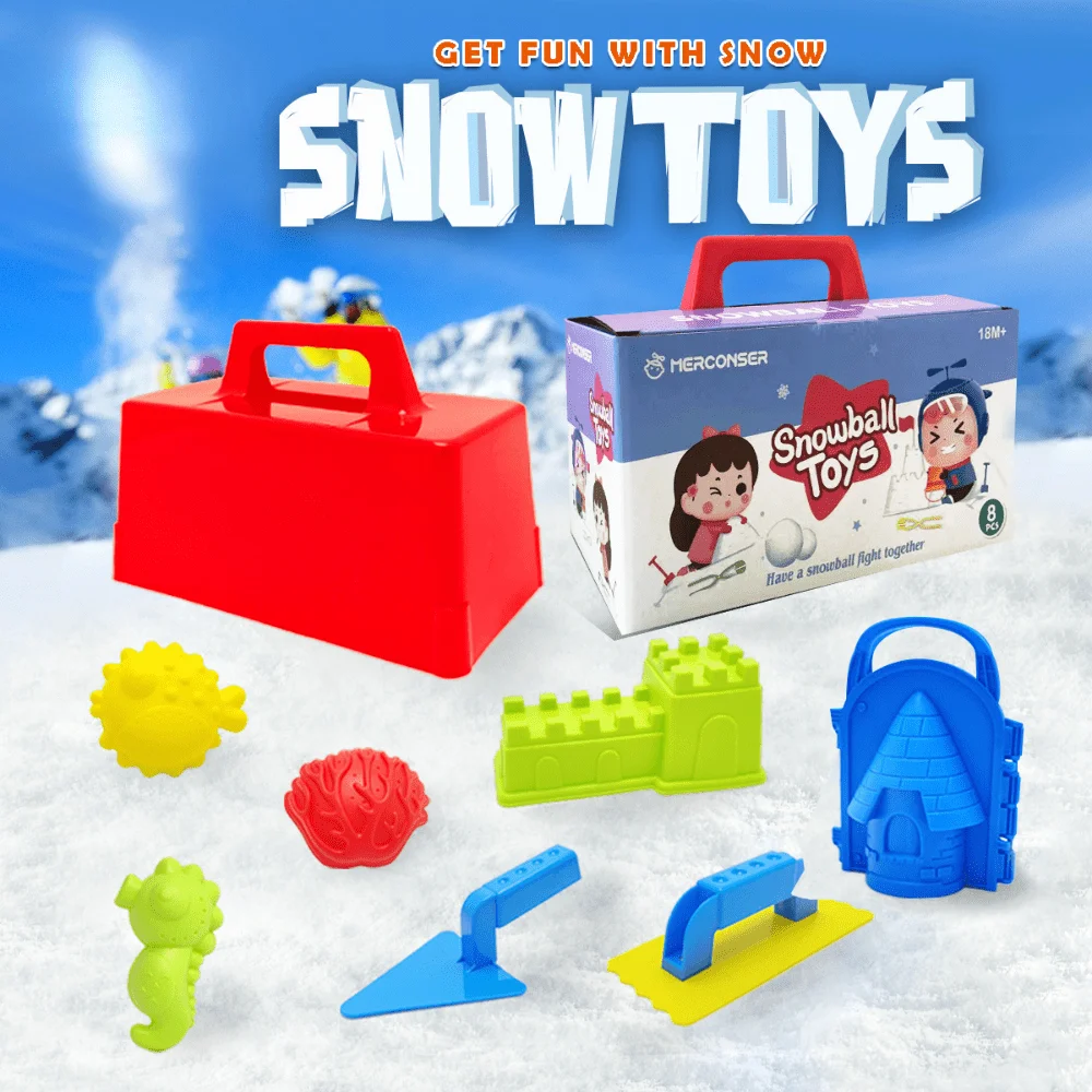 8-teiliges Winter-Schnee-Spielzeugset für Kinder – verdickte Schneeballmacher-Formen, Schaufel für Sand und Schnee, Schneeball-Kampf-Spielset