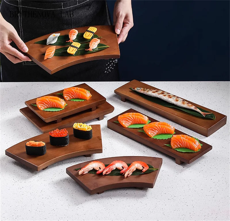Bamboo Sushi Board boat plate Rectangular Platform Cooking Basin Sashimi Japanese Korean Cuisine Tableware Serving Plate Tray