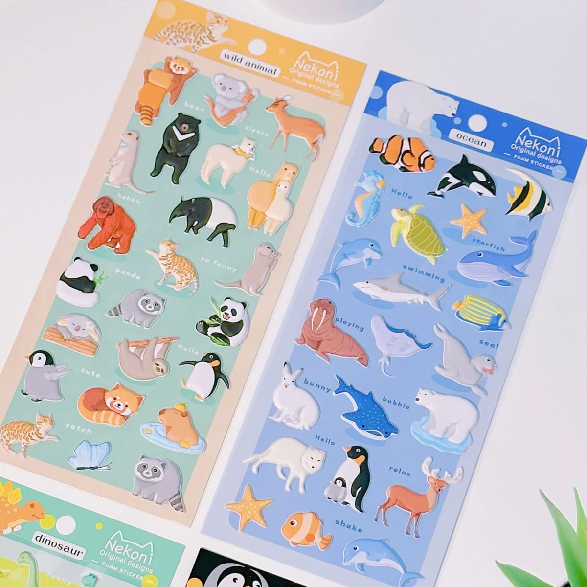 Korean Import Original NEKONI Penguin Dinosaur Ocean Animals 3D Stickers Scrapbooking Diy Journal Cute Stationery Sticker