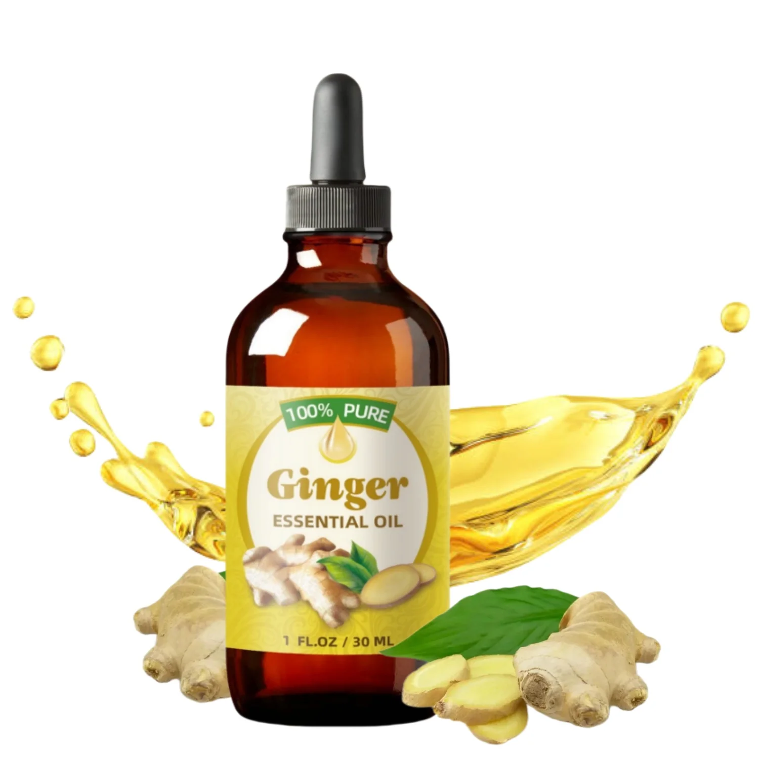 100% PURE Ginger ESSENTIAL OIL Suitable for hair and scalp care Make hair smoother 1 FL.OZ / 30 ML