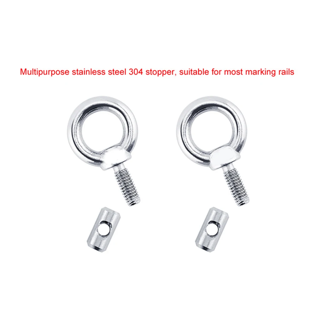 2PCS Tent Stopper Track Mount Stainless Steel M4 Front Tent Stopper Track Mount Lifting Eye Nuts/Screw for RV Boat Camper Awning