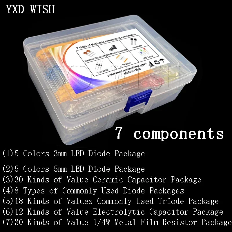 Metal Film Resistor Assortment Kit Led Diodes Electrolytic Capacitor Ceramic Set Transistor Pack Electronic Components Diy Kits