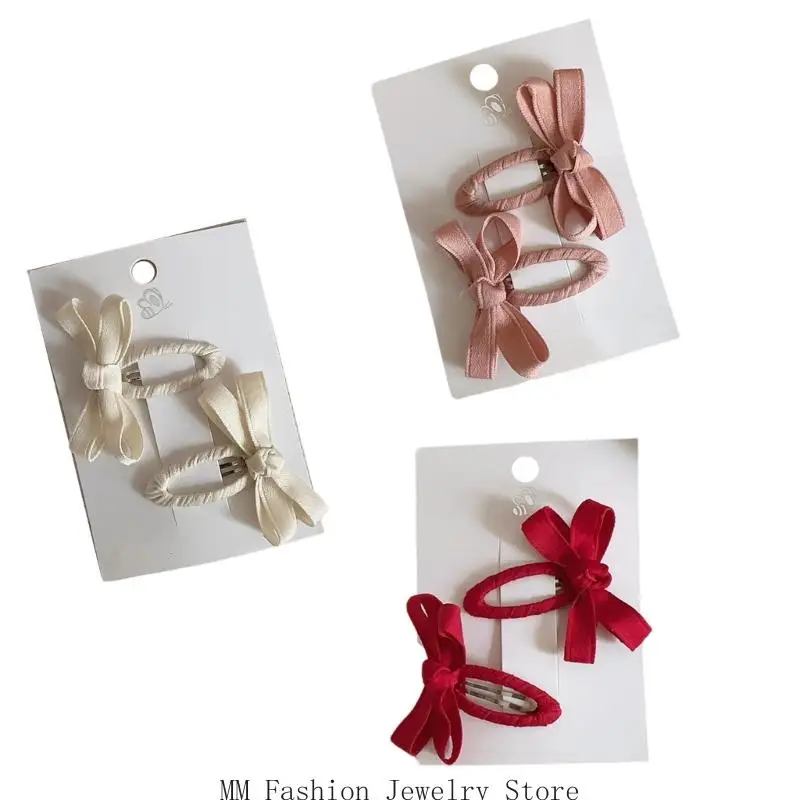 D0UB 6 قطع من أقواس الدانتيل القطنية مشبك شعر للفتيات الصغيرات للخريف والشتاء بتصميم أوراق الشجر الملونة إكسسوارات الشعر مشابك