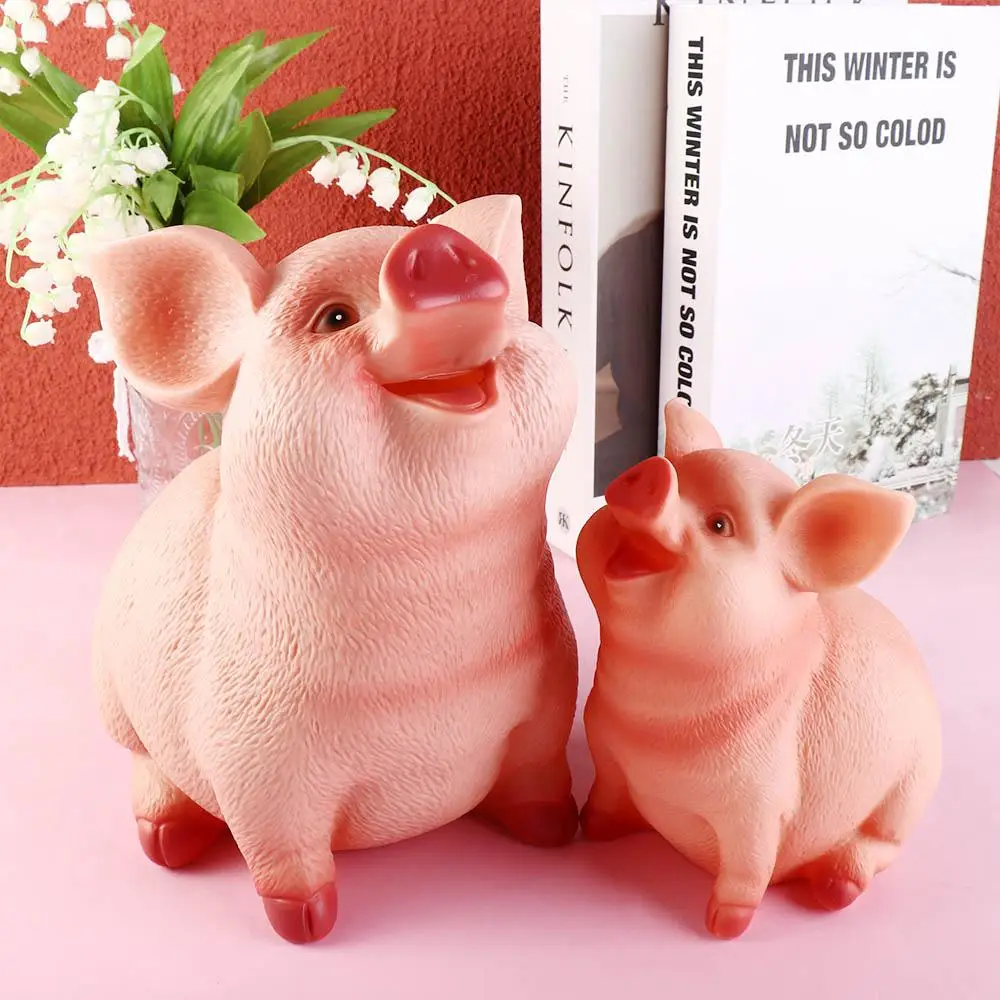 Creative Resin Birthday Gift Pig Shaped Ornament Children Toys Money Box Piggy Bank Pig Statues Coins Storage Box