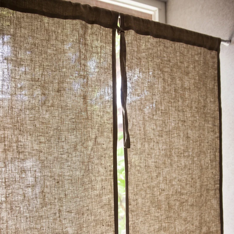 

Japanese-Style 100% Linen Curtains, Semi Sheer Drapes, Curtain Rod, Pocket Patio, Sliding for Windows, Doorway, Home Decoration,