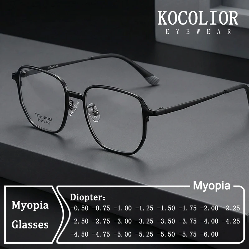 Fashion Oversized Polygon Square Frame Myopia Astigmatism Glasses Custom Prescription Photochromic Anti Blue Light Men Eyewear