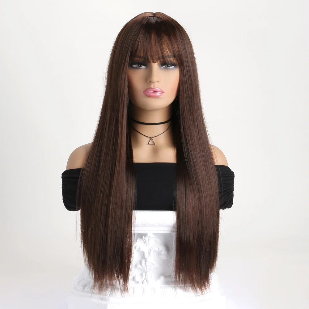 26-inch synthetic wig long straight hair cosplay Halloween costume everyday wig high-temperature hair accessory image 2