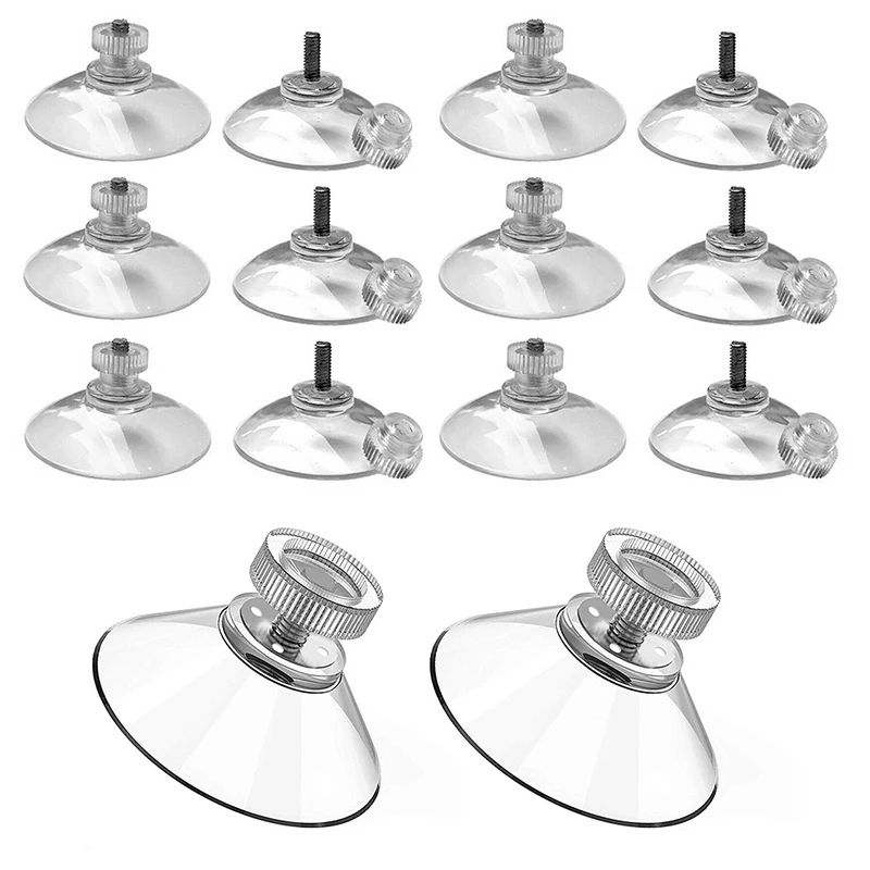 10Pcs Suction Cup Hooks with Screw Nut 40 mm Clear Sucker Pads Strong Adhesive Suction Holder for Car Glass Bathroom Wall Door