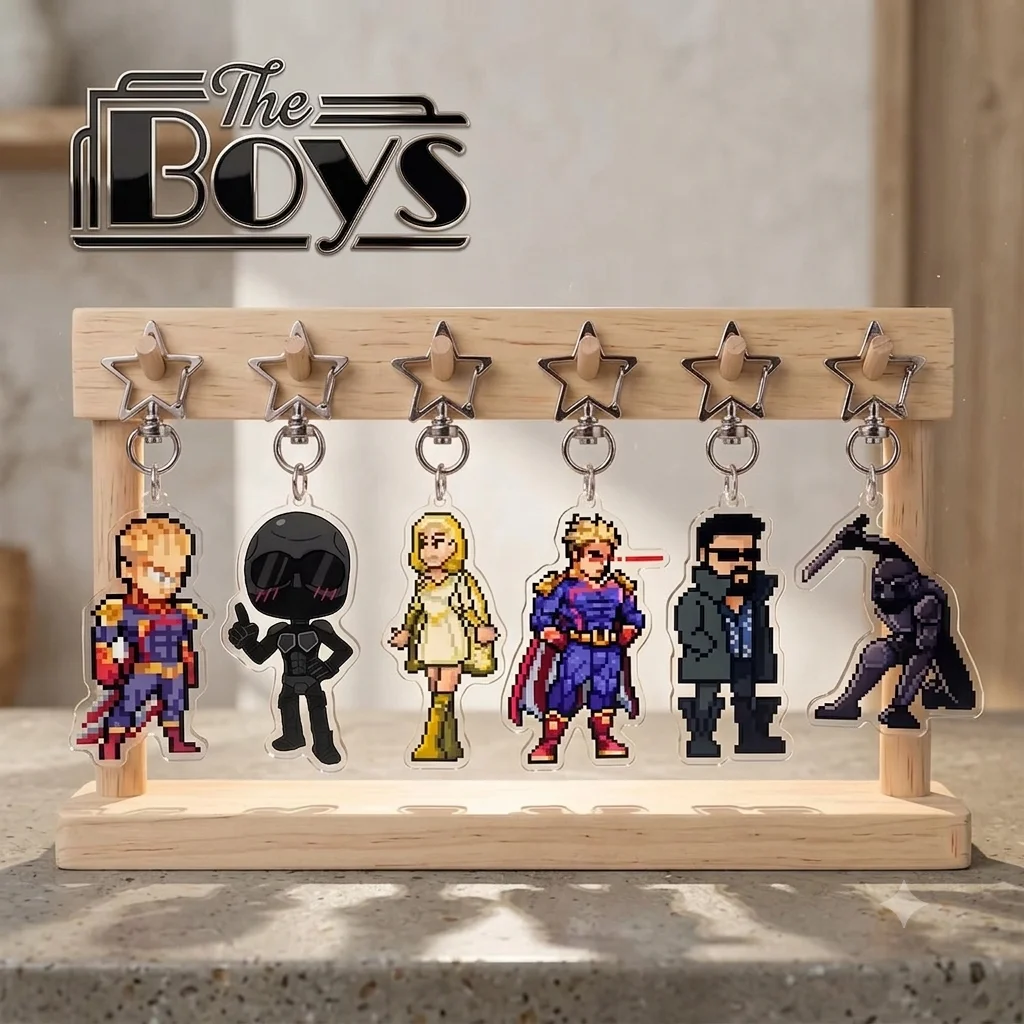 The Boys Pixel Ver Kawaii Keychain 2026 New Cute Keyring Homelander Starlight Billy Soldier Boy Car Key Accessory Fans Gift