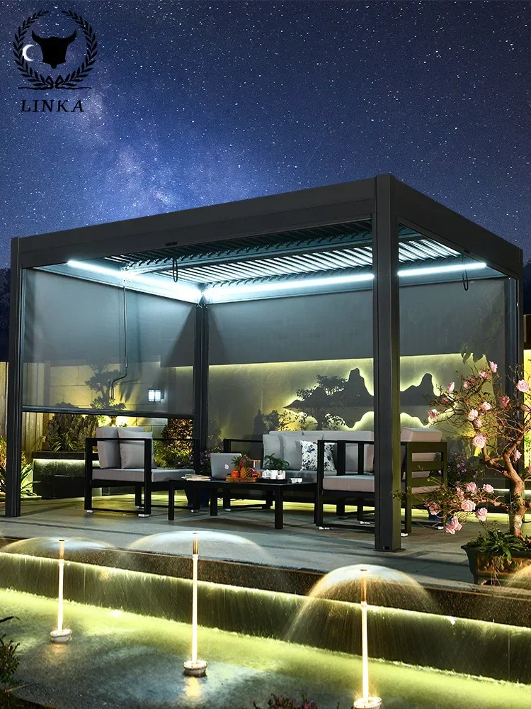 

Retractable Gazebo Aluminium Outdoor Pergola Sunshade Retractable Modern Awning Pergola Folding Roof