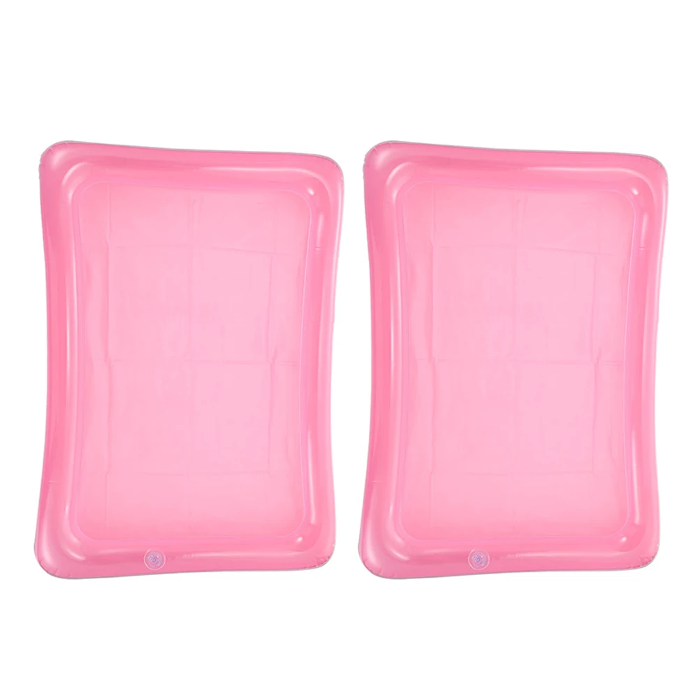 

2 Pcs Inflatable Storage Pad Swimming Pool Float Serving Tray Holder for Party Ice Salad