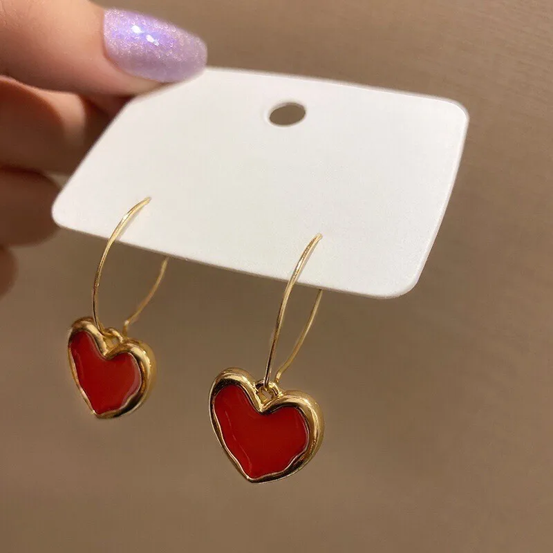 Heart Shape Stud Earrings For Women Hollow Out Design Big Wedding Earring Girl Temperament Jewelry