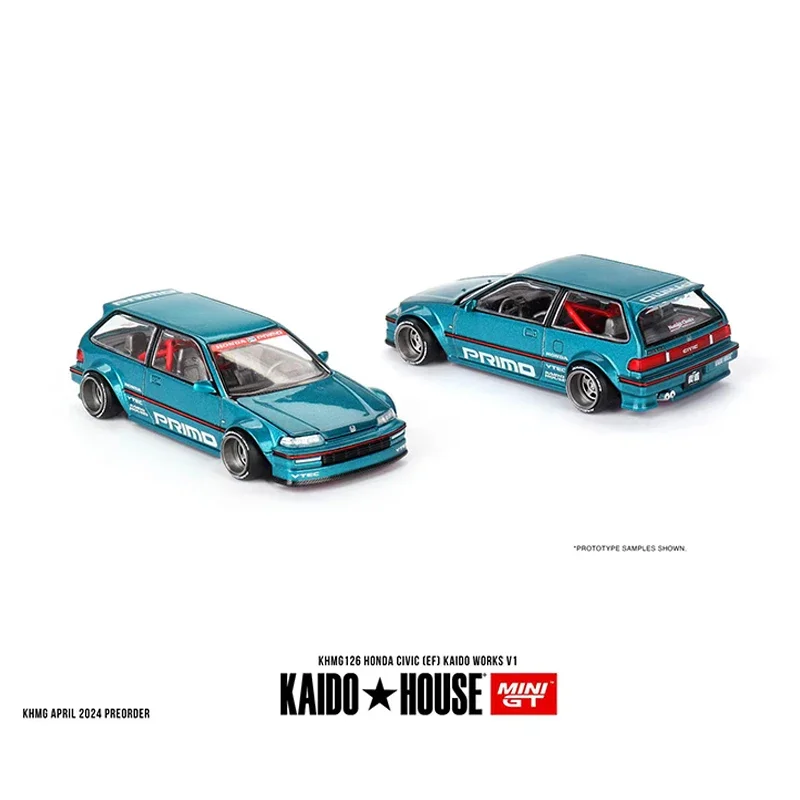 Kaido House + MINIGT 1:64 Model Car Civic V1 Open Cover Collection #KHMG126 Blue