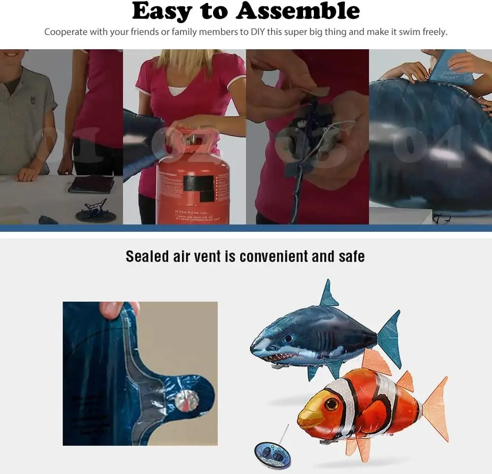 Remote Control Shark Toys Swimming Fish RC Animal Toy Infrared RC Fly Air Balloons Clown Fish Toy Gifts Party Decoration Balloon