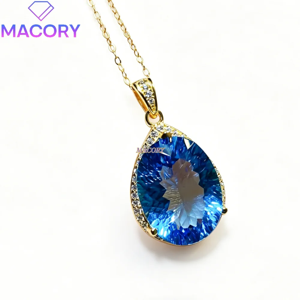 Natural Topaz Pendant Necklace S925 Sterling Silver Simple Delicate Design for Everyday Life Work Commuting Valentine's Day gift
