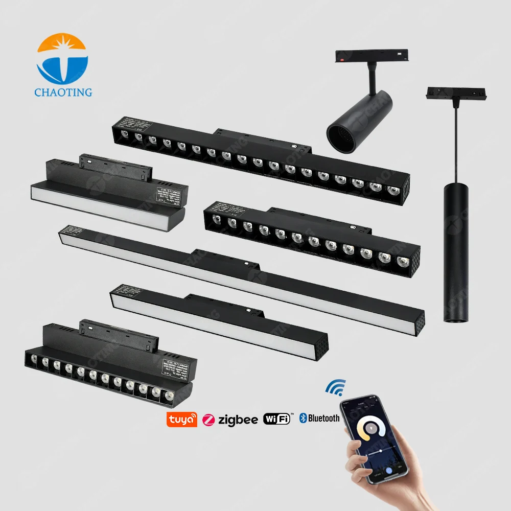 48V Magnet Square Grille Lights Focus Magnetic Linear Fixture Movable Dimmable Led Commercial Track Light System