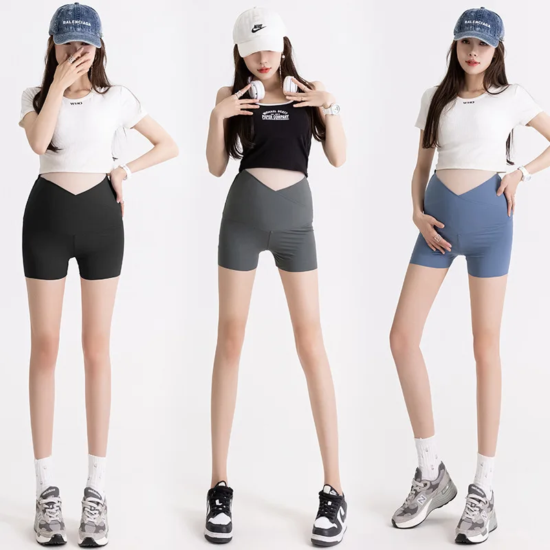 Maternity shorts, sharkskin leggings, summer thin style, trendy mom's butt-lifting slimming yoga Barbie leggings