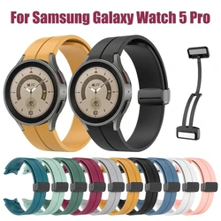 Original Silicone Magnetic Folding Buckle Strap for Samsung Galaxy Watch 5 Pro 45mm Band for Watch 4/5 40 44mm Classic 42 46mm