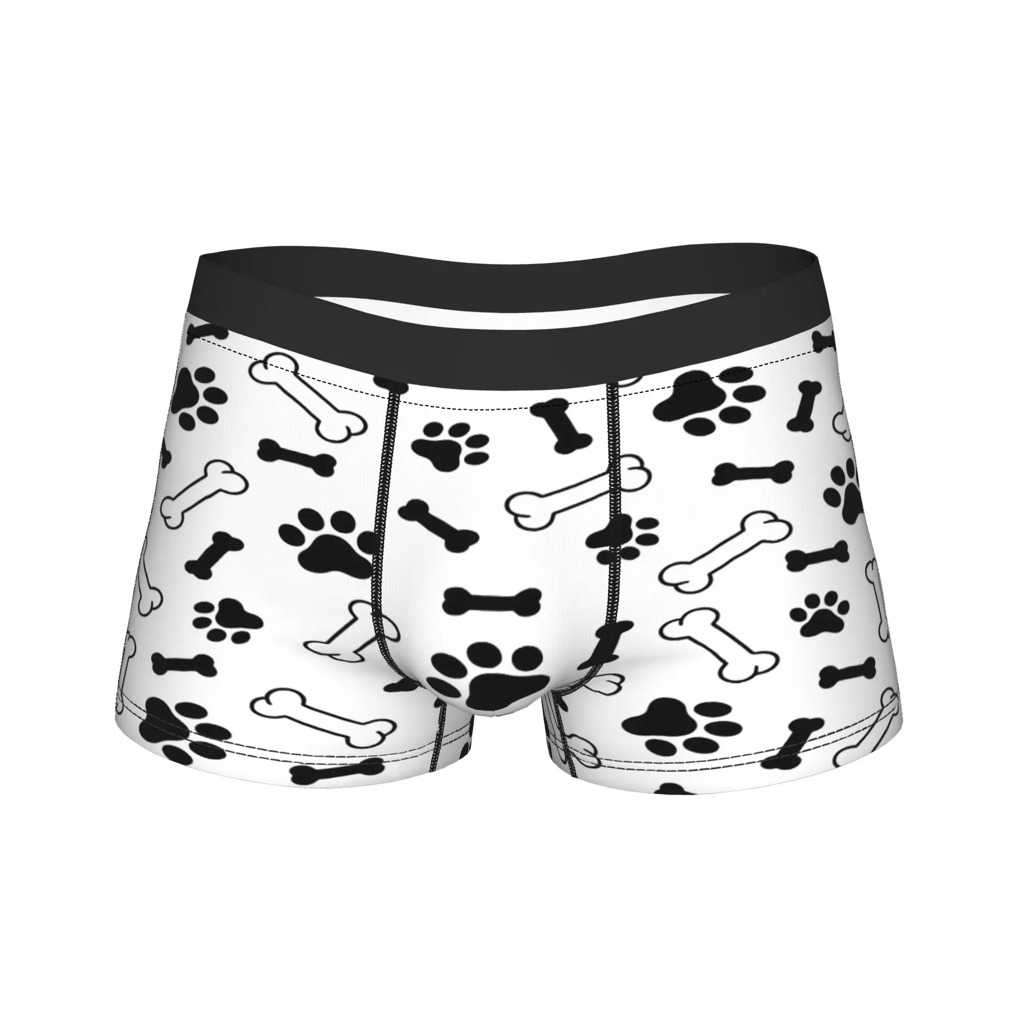 

Яркие трусы-боксеры с принтом лап и костей, сексуальные, мягкие, дизайнерские, для мужчин, с анатомическим мешочком, больших размеров