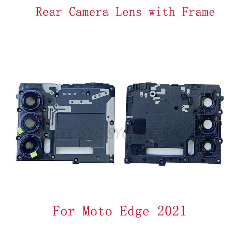 Back Rear Camera Lens Glass with Frame Holder For Motorola Moto Edge 2021 Camera Frame Repair Replacement Parts