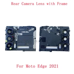 Back Rear Camera Lens Glass with Frame Holder For Motorola Moto Edge 2021 Camera Frame Repair Replacement Parts