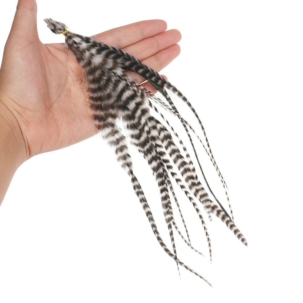 Wifreo Fly Tying Feathers Material Grizzly Saddle Hackle Soft Natural Rooster Saddle For Streamers Fishing Flies Tying Material