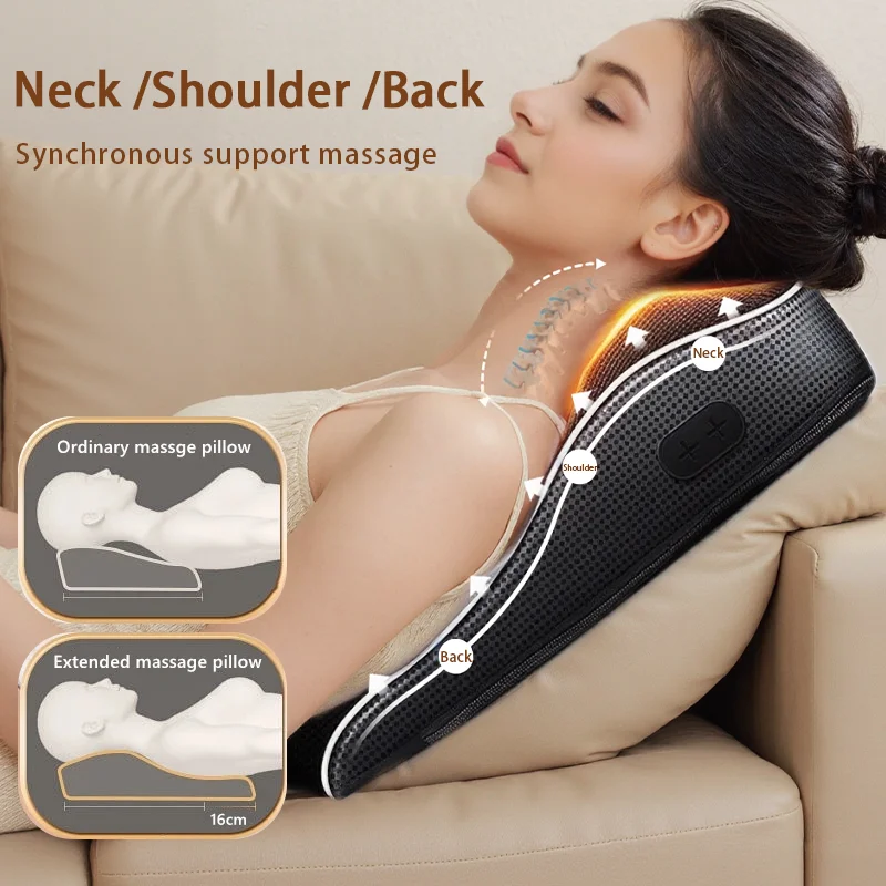목 에어백 Ttraction Shiatsu 헤드 바디 백 허리 마사지 자동차 난방 진동 마사지를위한 전기 자궁 경부 베개 구성품