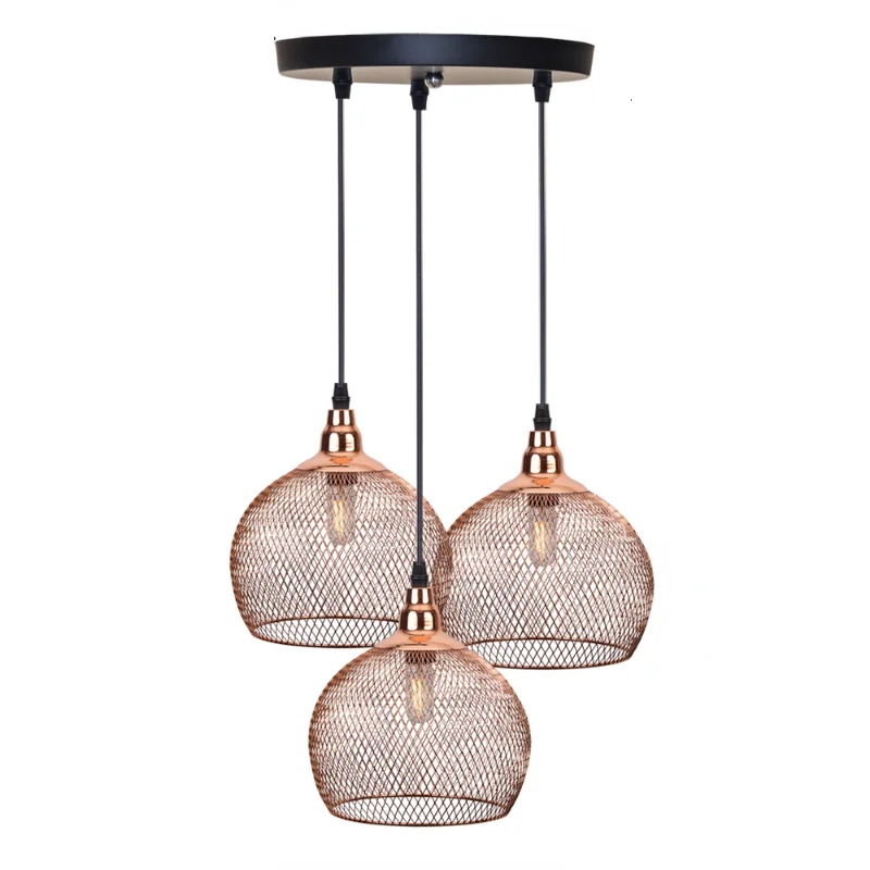 Nordic Restaurant Bar Lighting Living Room Walkway Retro Rose Gold Bird Cage Creative Light Fixture Modern Simple Chandelier