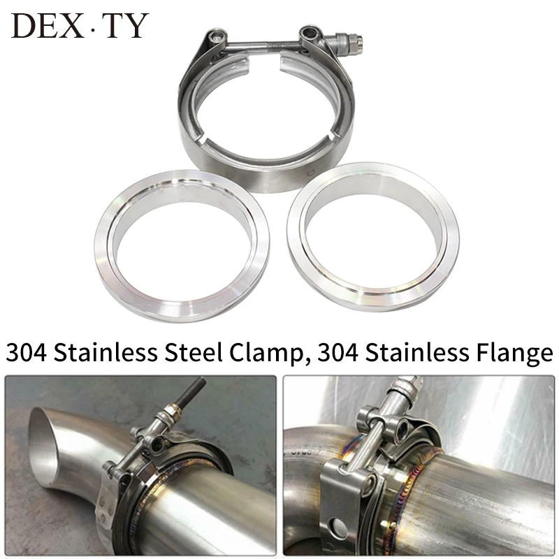 For 304 stainless steel quick release V-band clamp turbine exhaust pipe V-band clamp male threaded female flange V-clamp kit