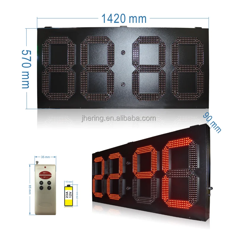 Jhering 18 Inch Red Large Digital LED Temperature Clock Electronic Outdoor Iron Boxing GPS Timer Display