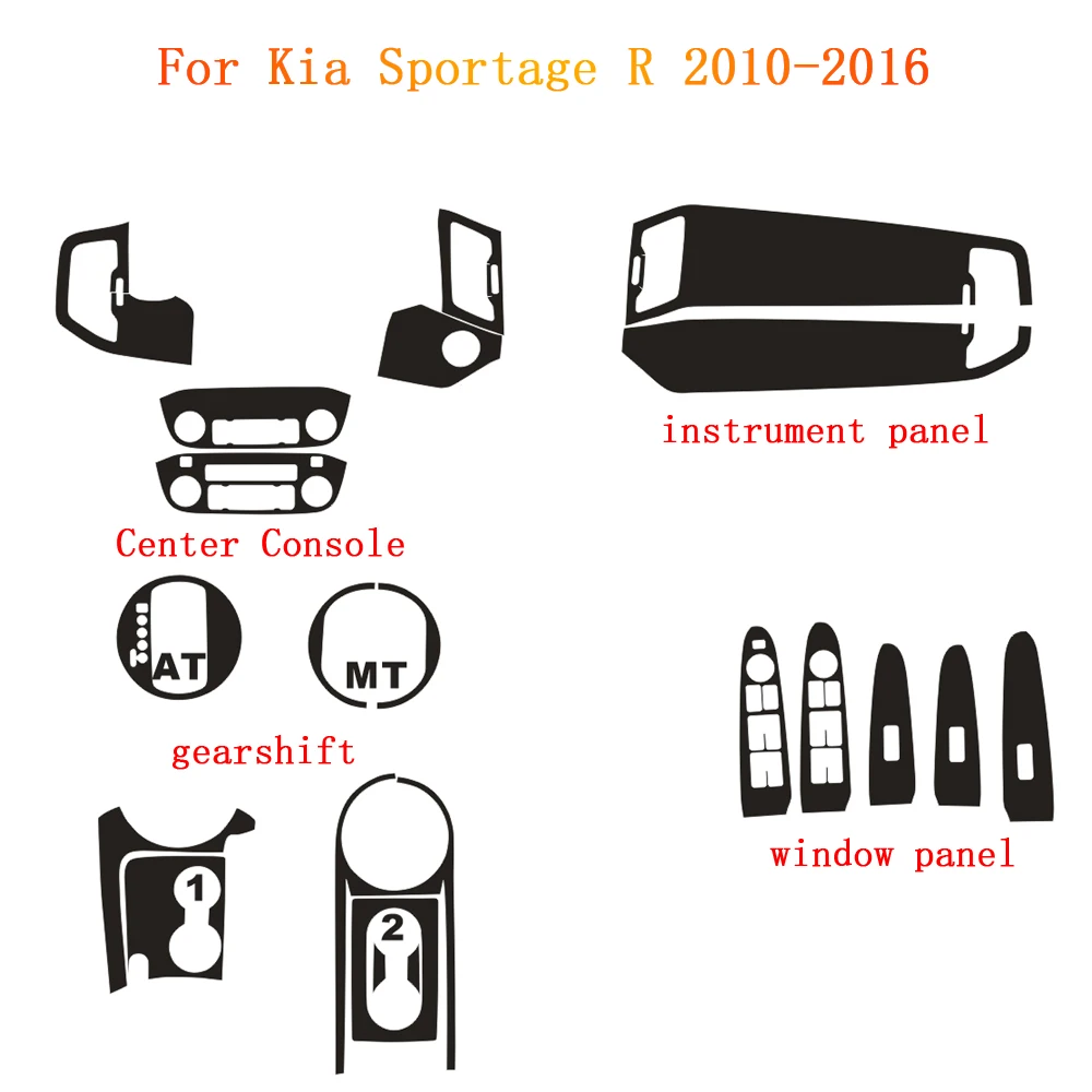 Car-Styling Carbon Fiber Car Interior Center Console Color Change Molding Sticker Decals for Kia Sportage R 2010-2016