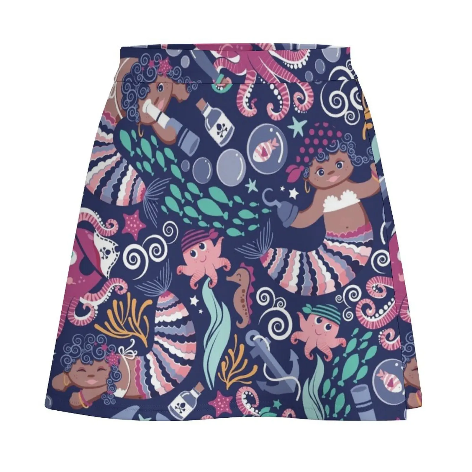 Pirates under sea // purple octopus Mini Skirt skirt skirt Women's summer skirts Mini