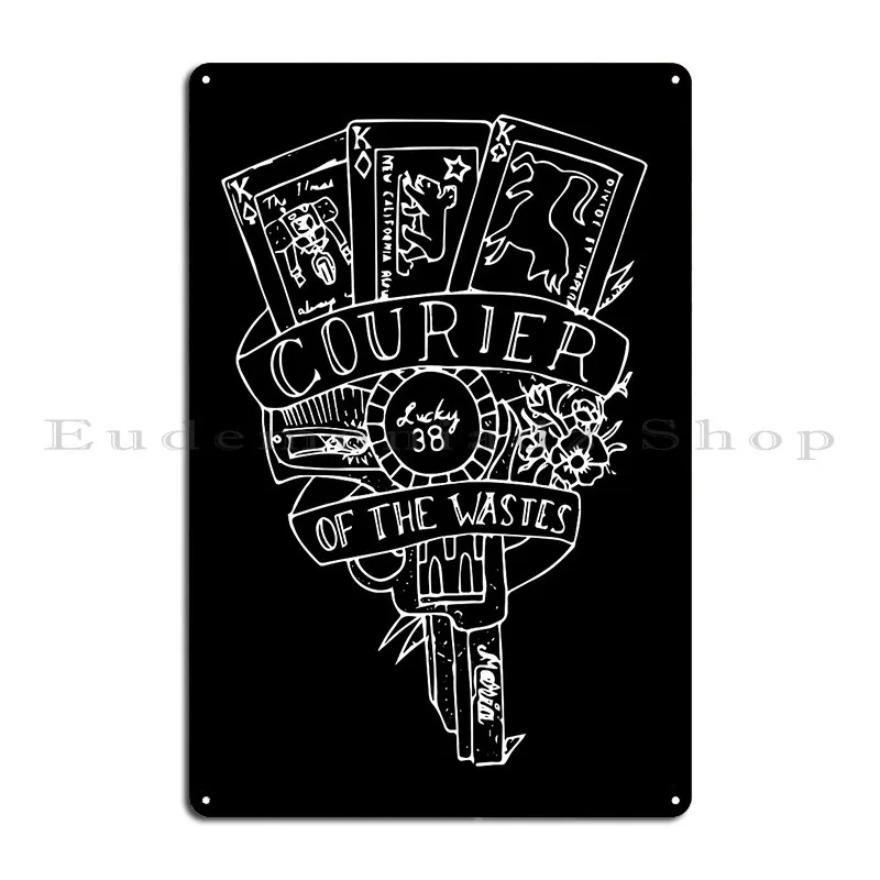 Courier Flash White On Black Version Metal Sign Garage Designs Cave Wall Decor Garage Tin Sign Poster