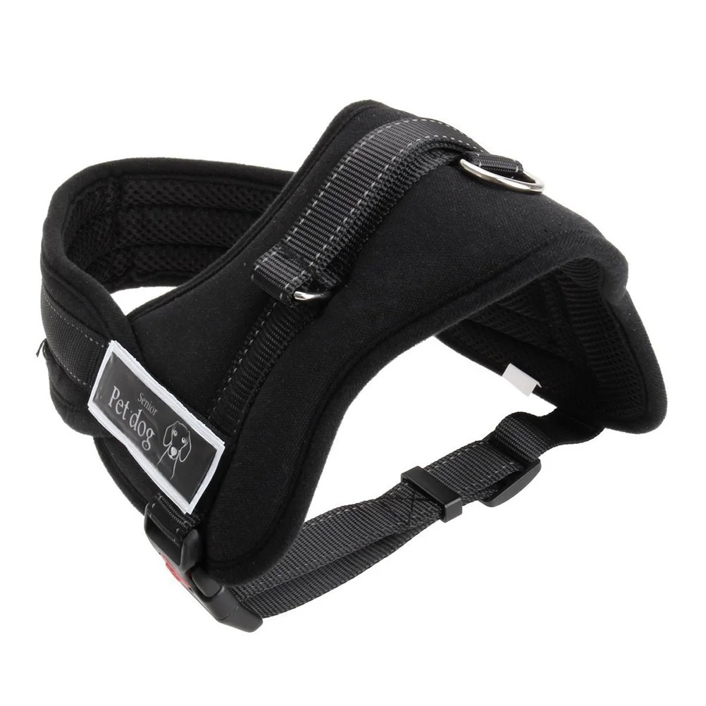 

Wide Dog Harness Vest Breathable Mesh Lining Waterproof Sponge Filled Dual Attachment Points Chest Strap For Large Dogs Black L