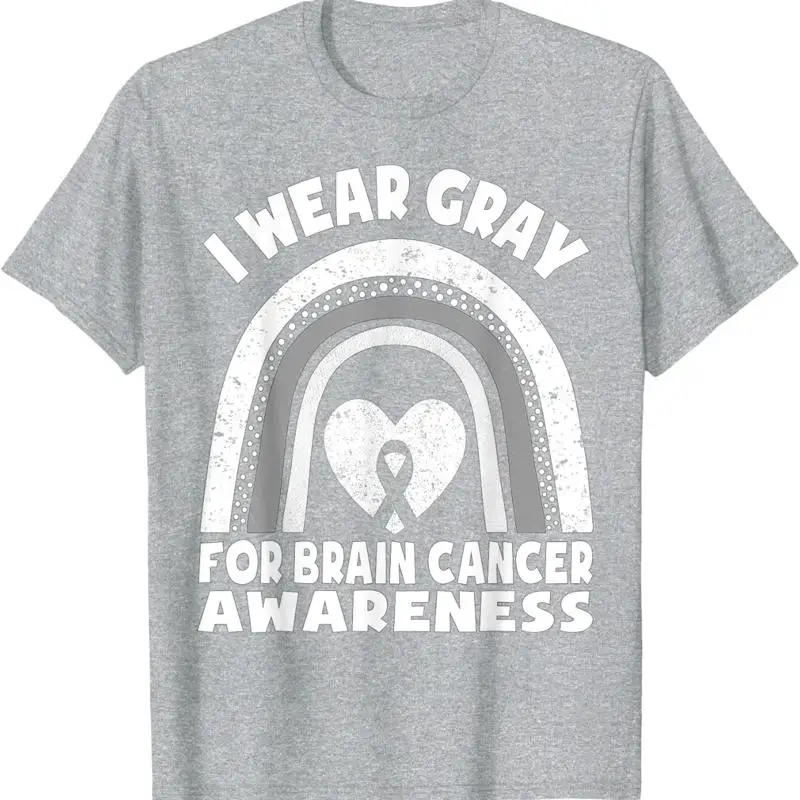 

Я ношу серую детскую футболку с месяцем о раке мозга