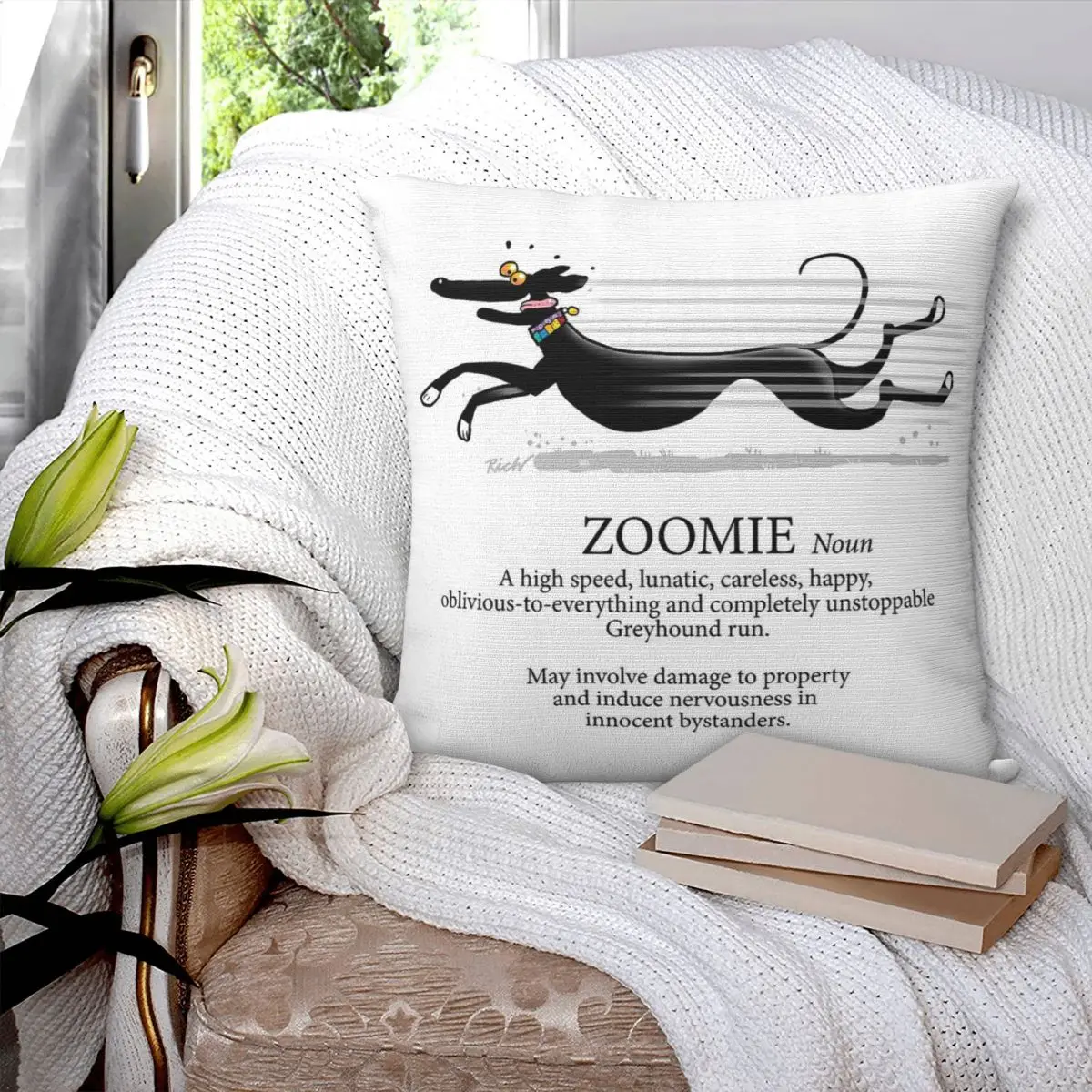 

Greyhound Zoomie Square Pillowcase Pillow Cover Polyester Cushion Decor Comfort Throw Pillow for Home Living Room