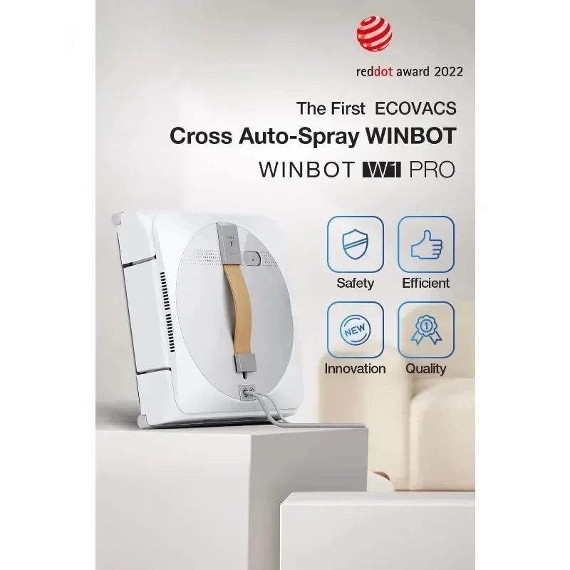 W1 Pro Window Cleaning Robot, Intelligent Cleaning with Dual Cross Water Spray Technology, Win SLAM 3.0 Path Planning