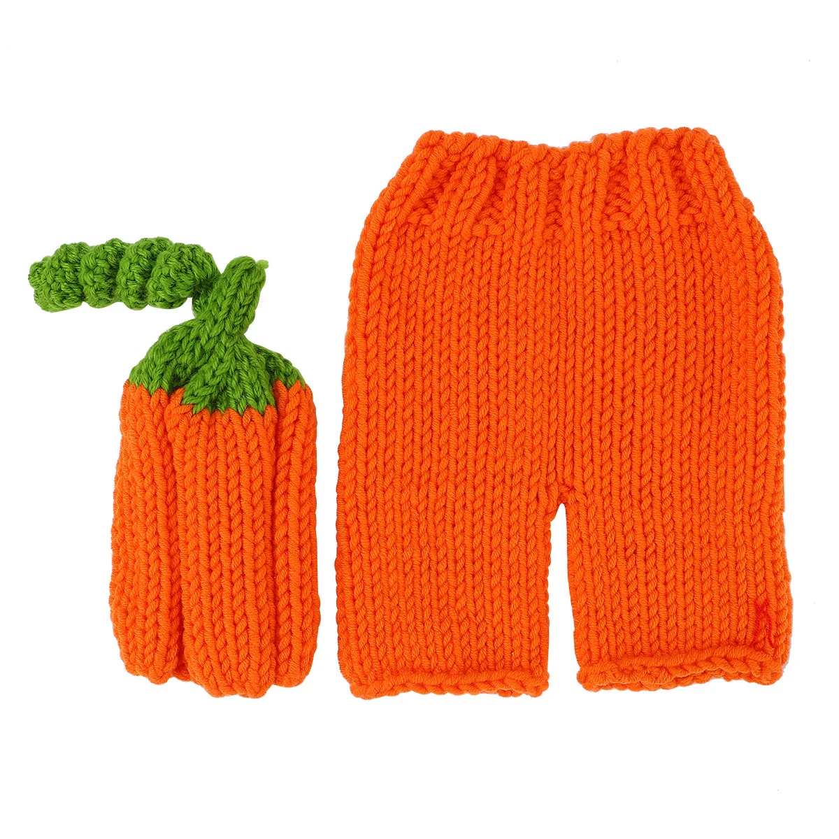 

1 set Newborn Sweater Set Crochet Knitted Baby Photography Clothes Soft Comfortable Windproof Outfit For 3-4 Months Orange