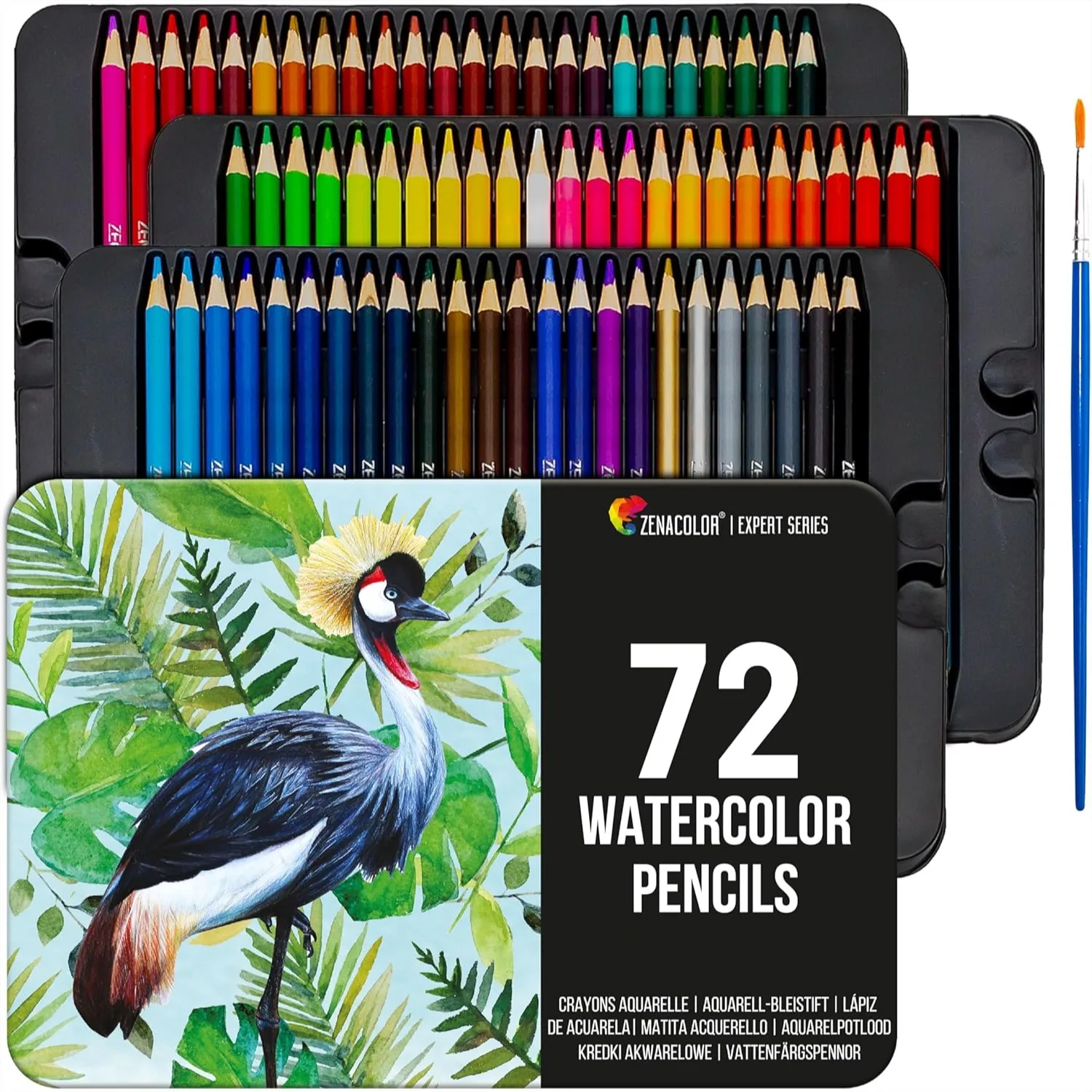 

Watercolor Pencils Set of 72, Professional Drawing Pencils in Metal Tin with Brush, Water Soluble Colored Pencils for Adult