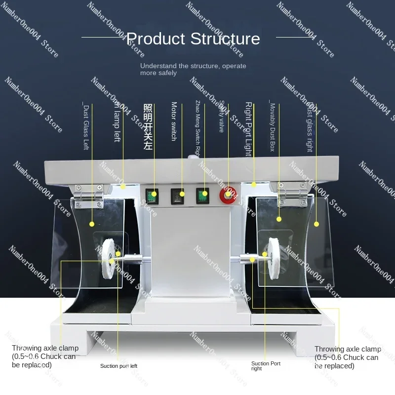 Dental Technician Polishing Machine Desktop Dental Base Grinding Machine Double-Headed Dental Equipment Denture Processing