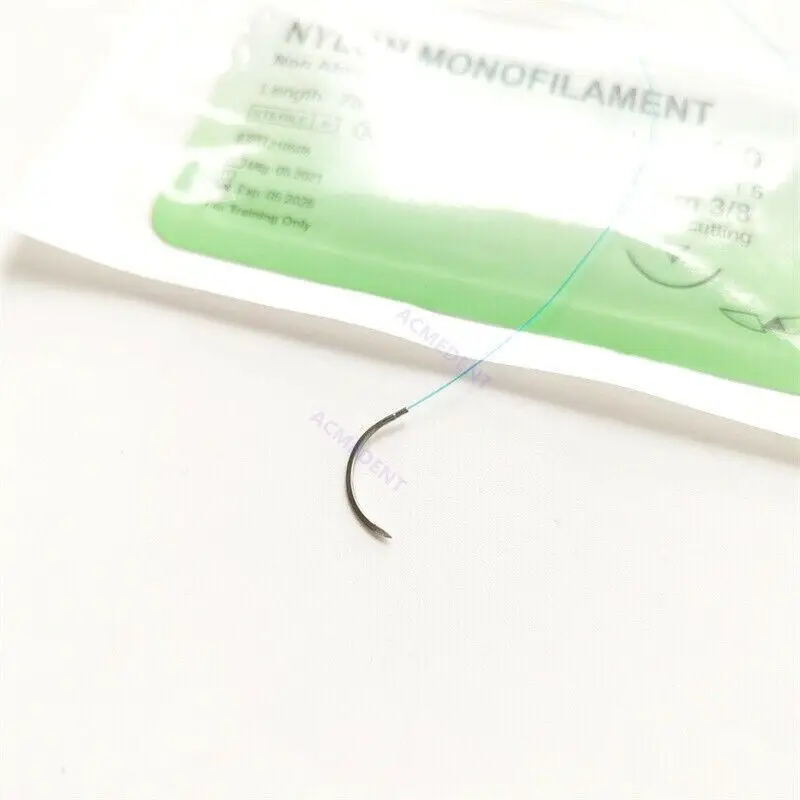 3/4/5/0 Dental Surgical Sutures Nylon Monofilament USP Reverse Cutting Suture Sterile