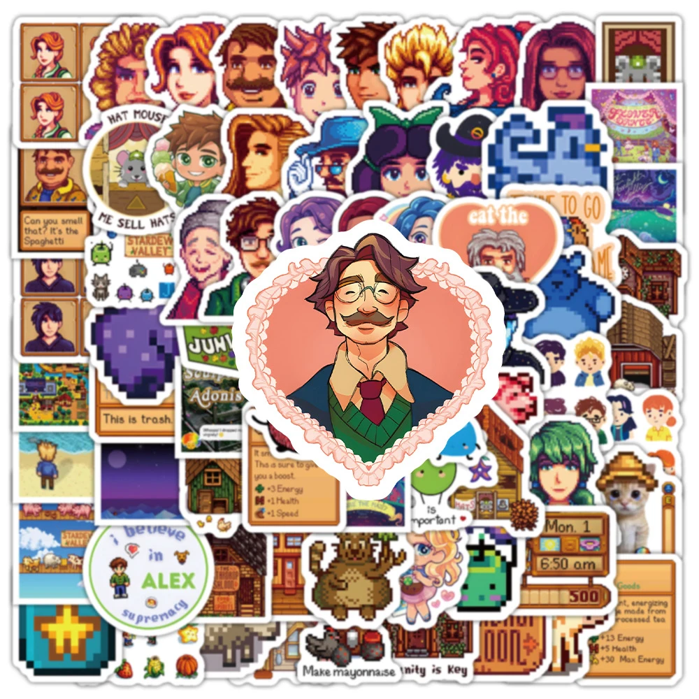 10/30/50/100pcs Kawaii Anime Game Stardew Valley Cartoon Stickers DIY Laptop Fridge Skateboard Funny Decoration Graffiti Sticker