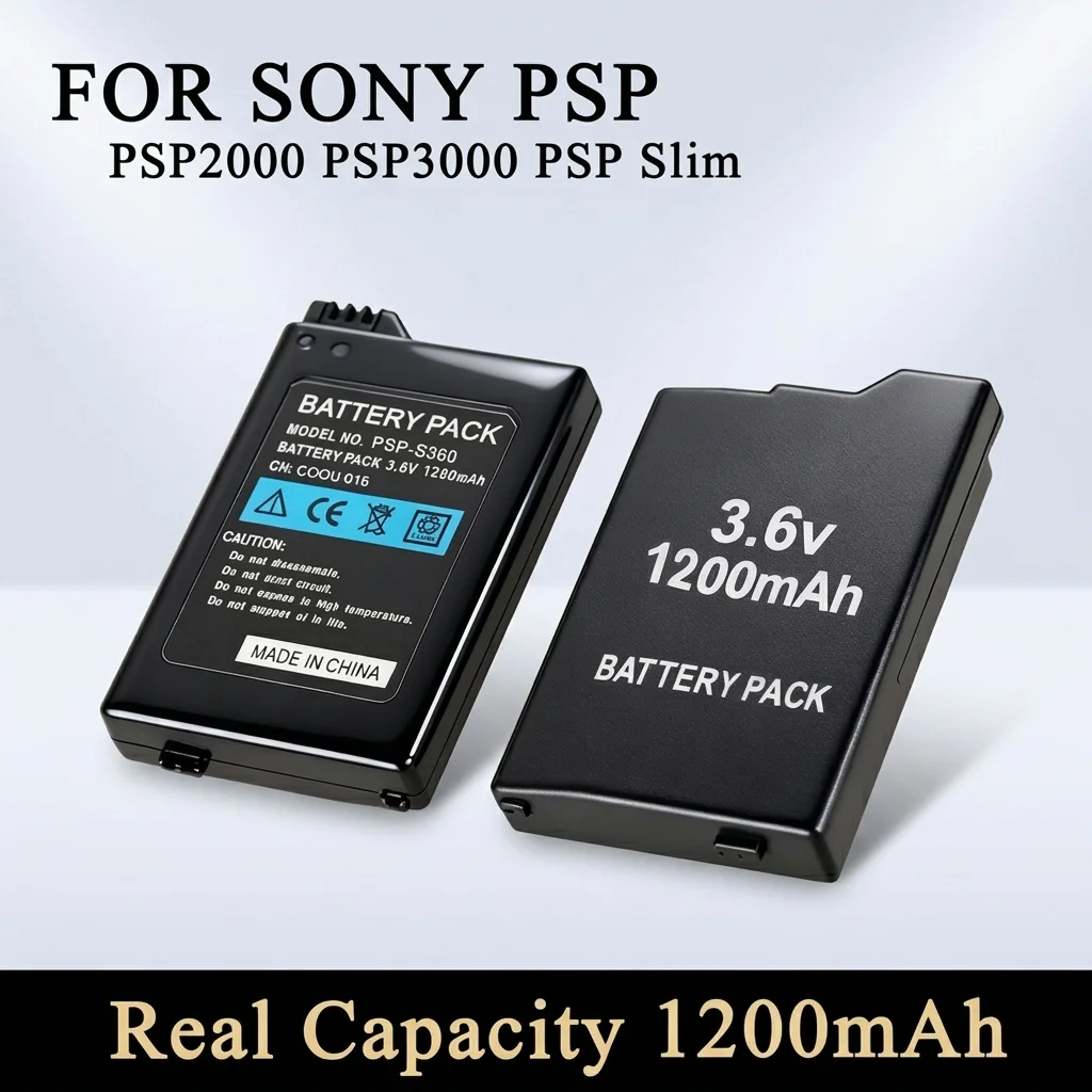 Batería de iones de litio PURFIELD de 1200mAh y 3.6V, delgada, para consola de juegos Sony PSP 2000/3000 PSP-S110, paquete de batería de repuesto