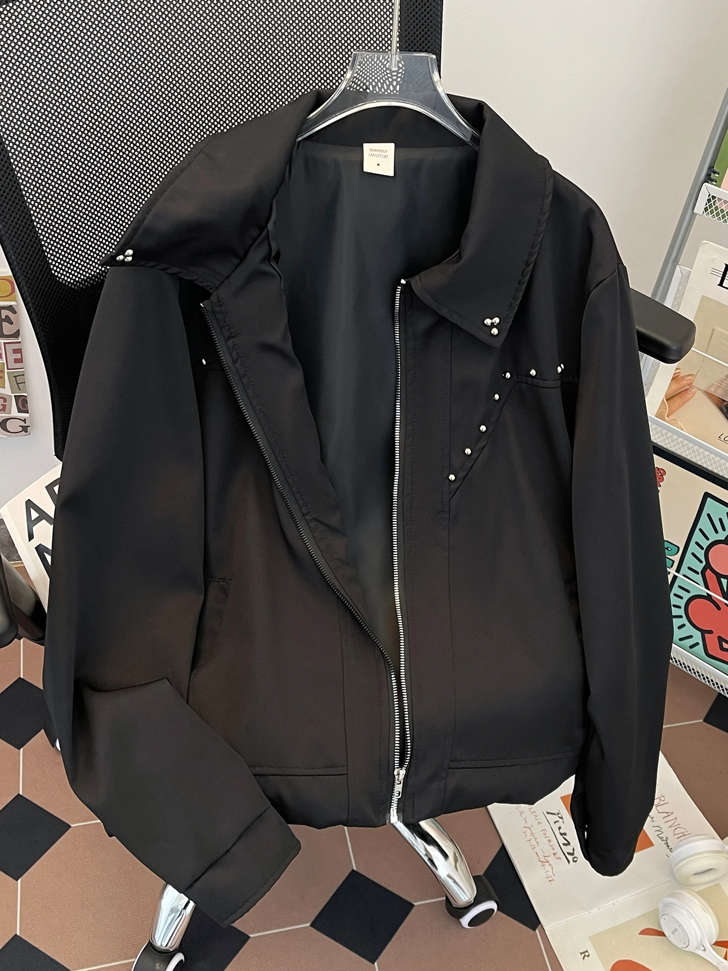 

Мужская демисезонная куртка с заклепками в американском ретро-стиле, мотоциклетная, повседневная, свободного кроя, молодежная, спортивная, уличная мода, верхняя одежда